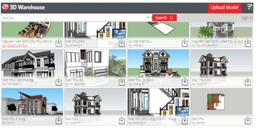 Kho thư viện thiết kế 3D Warehouse 